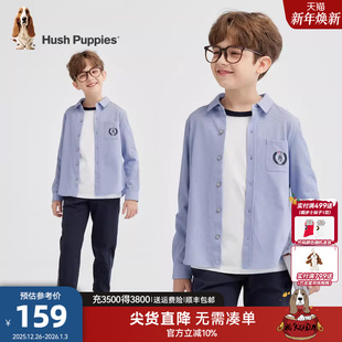 大童学院风宽松长袖 春秋新品 儿童休闲透气衬衣 男童衬衫 暇步士童装