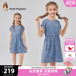 裙 大童学院风牛仔裙子儿童休闲半袖 暇步士童装 女童连衣裙夏新品