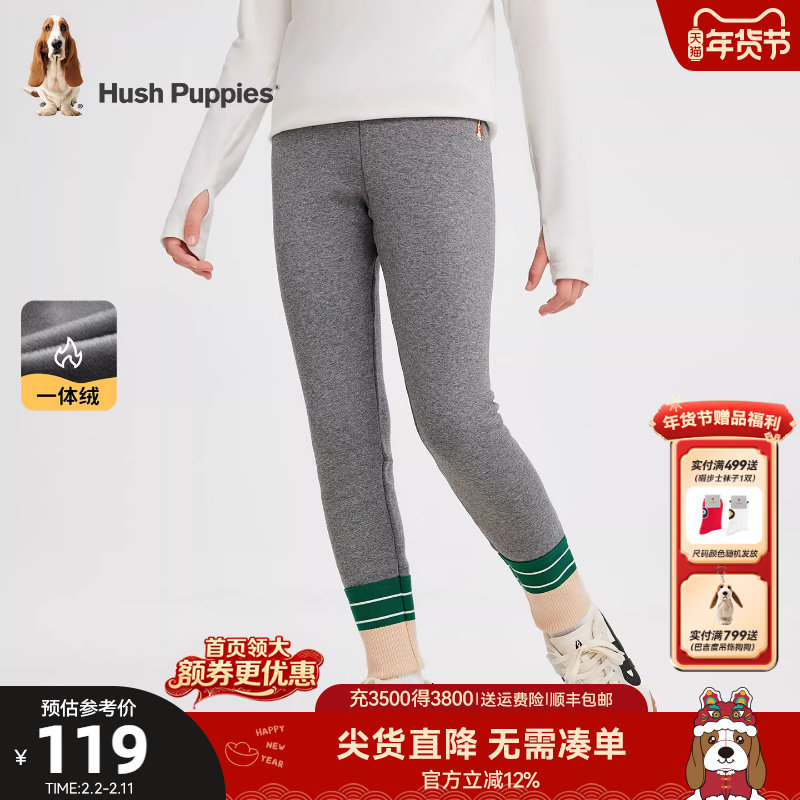 暇步士童装女童一体绒打底裤25冬新品大童休闲裤宝宝儿童加绒长裤