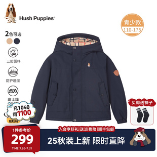 男童三防加绒风衣女大童户外保暖厚外套 暇步士童装 25秋冬新品