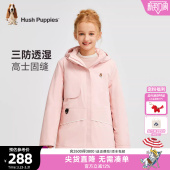 暇步士童装 中大童休闲风衣舒适儿童加绒外套 女童厚风衣25秋冬新品