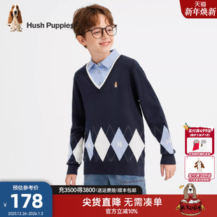 中大童学院风毛衣儿童假两件线衣 25秋冬新品 暇步士童装 男童针织衫