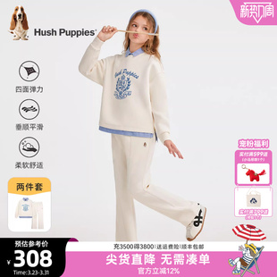 春秋新品 大童休闲翻领儿童卫衣卫裤 运动两件套 女童套装 暇步士童装