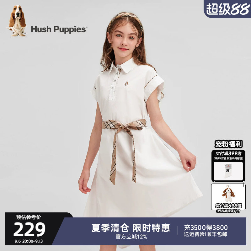 暇步士童装女童连衣裙26夏新款大童休闲翻领裙子儿童甜美公主裙