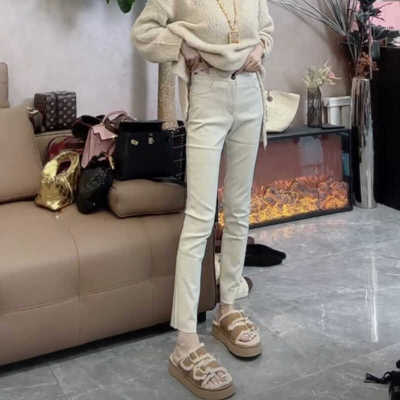 时尚百搭高腰长裤涂层裤