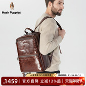 复古大容量商务通勤背包男士 暇步士双肩包男新款 时尚 真皮电脑包男