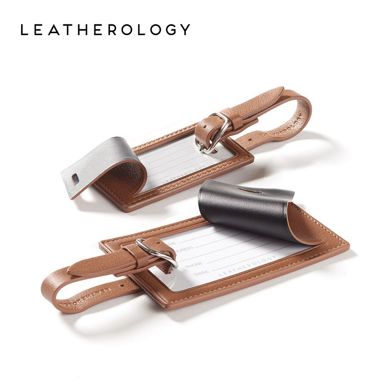 LEATHEROLOGY ORLAGE  가죽 수하물 태그 맞춤 로고 가방 태그 수하물 태그