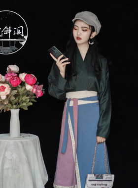 云钟阁汉服宋制三件套直领对襟飞机袖一片式宋抹两片裙旋裙