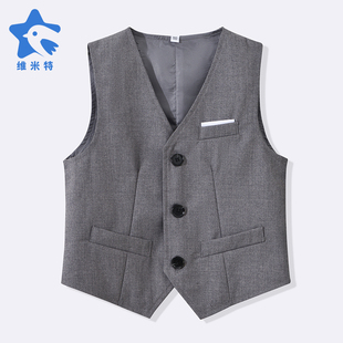 儿童西装马甲灰色钢琴节目表演出服主持人服装男童装中小学生
