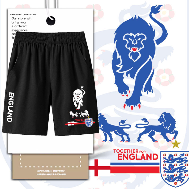 英格兰队2026世界杯三狮军团足球迷服速干短裤子男士休闲裤运动裤