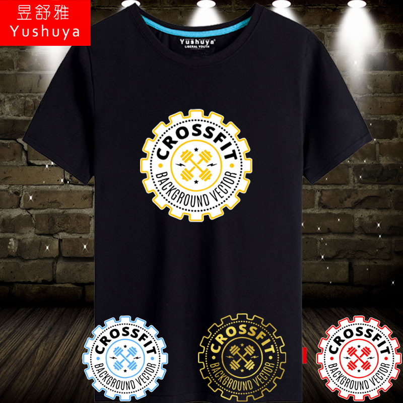 健身运动训练服纯棉短袖t恤衫