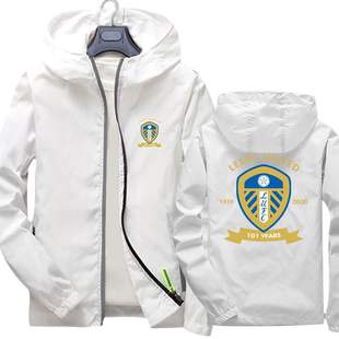 利兹联队服白玫瑰足球迷服贝尔萨开衫外套男女连帽夹克上衣服帽衫