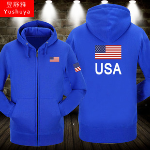 美国开衫 卫衣男女运动体育足球篮球加绒外套USA美利坚开身上衣服