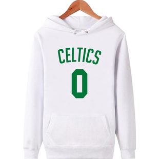 凯尔特人队服球衣凯里欧文皮尔斯连帽衫加绒卫衣男士学生外套衣服