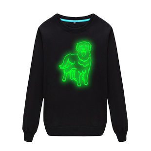 卡通反夜光狗狗圆领卫衣男女学生薄款长袖衫发光荧光衣服狗年上衣