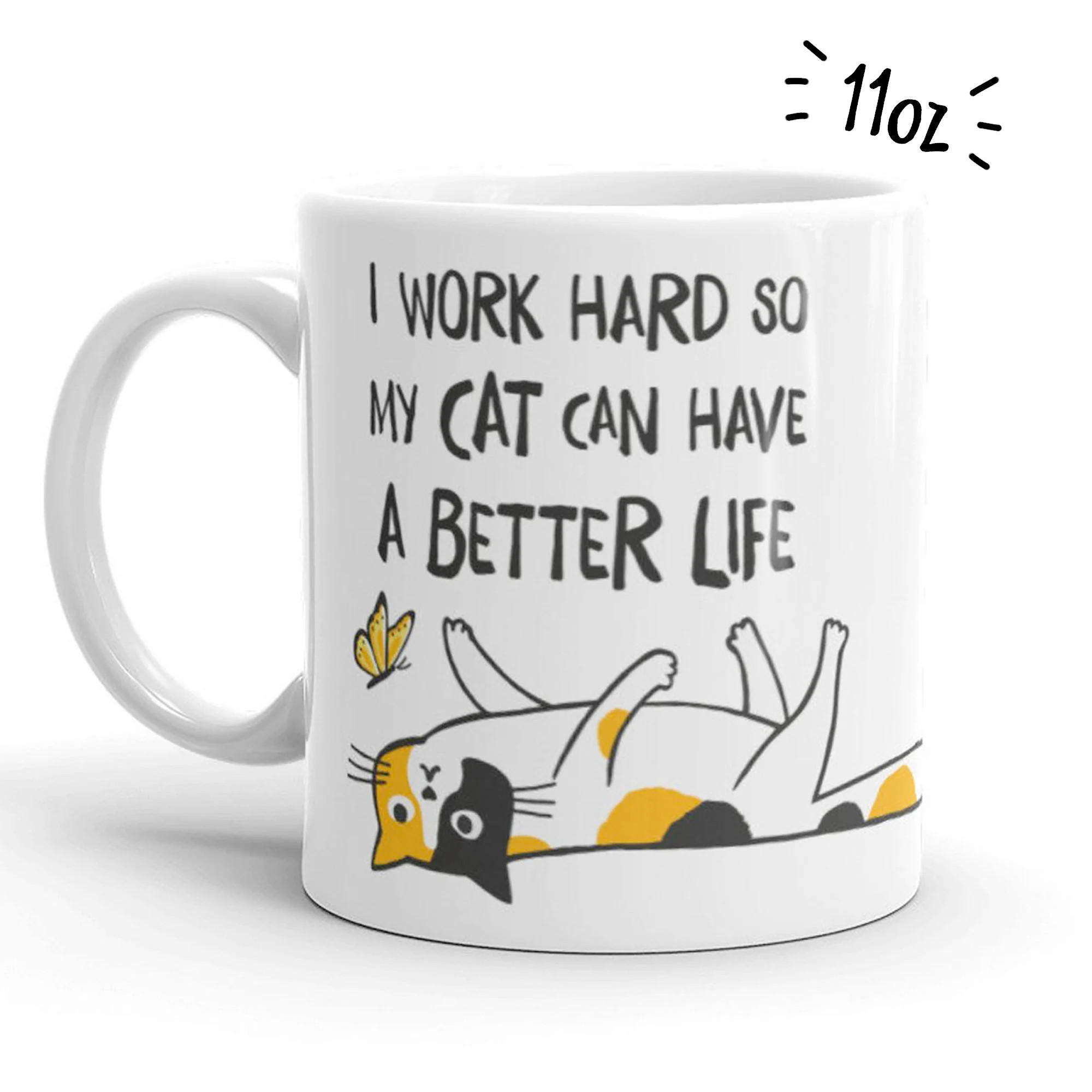 努力工作养猫猫奴猫主人礼物创意礼品杯子猫咪陶瓷马克杯杯子礼物