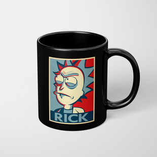 瑞克和莫蒂马克杯周边情侣一对纯黑色陶瓷咖啡水杯子Rick mor and