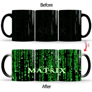 新品The Matrix黑客帝国变色马克杯陶瓷热敏感温渐变咖啡杯子礼物