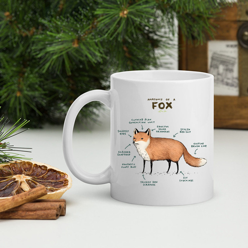 动物解析狐狸解剖学 Anatomy Of A Fox马克杯陶瓷白色杯子创意