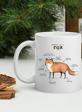 动物解析狐狸解剖学 Anatomy Of A Fox马克杯陶瓷白色杯子创意