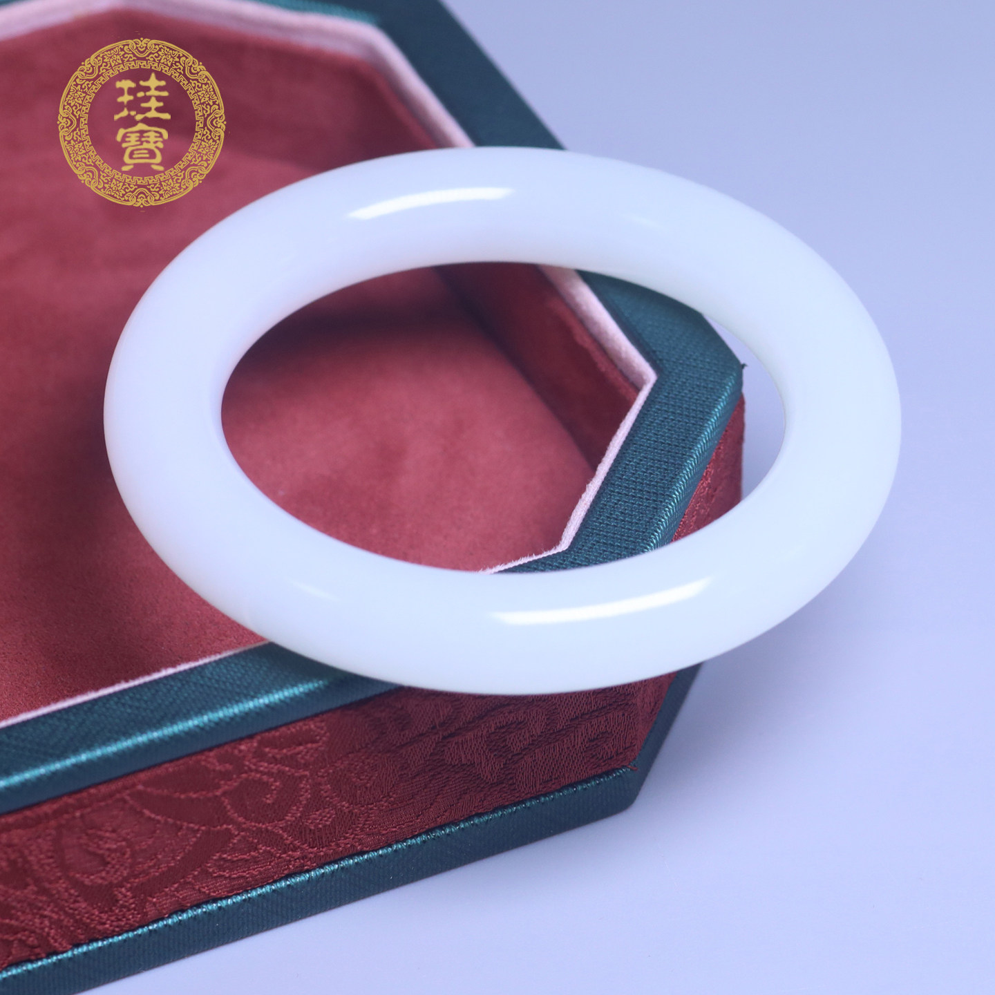 珪宝和田玉羊脂玉圆条手镯54.3mm