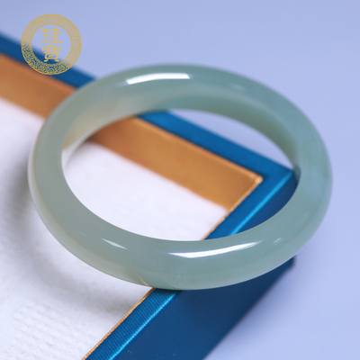 珪宝和田玉青白玉手镯女款55.4mm