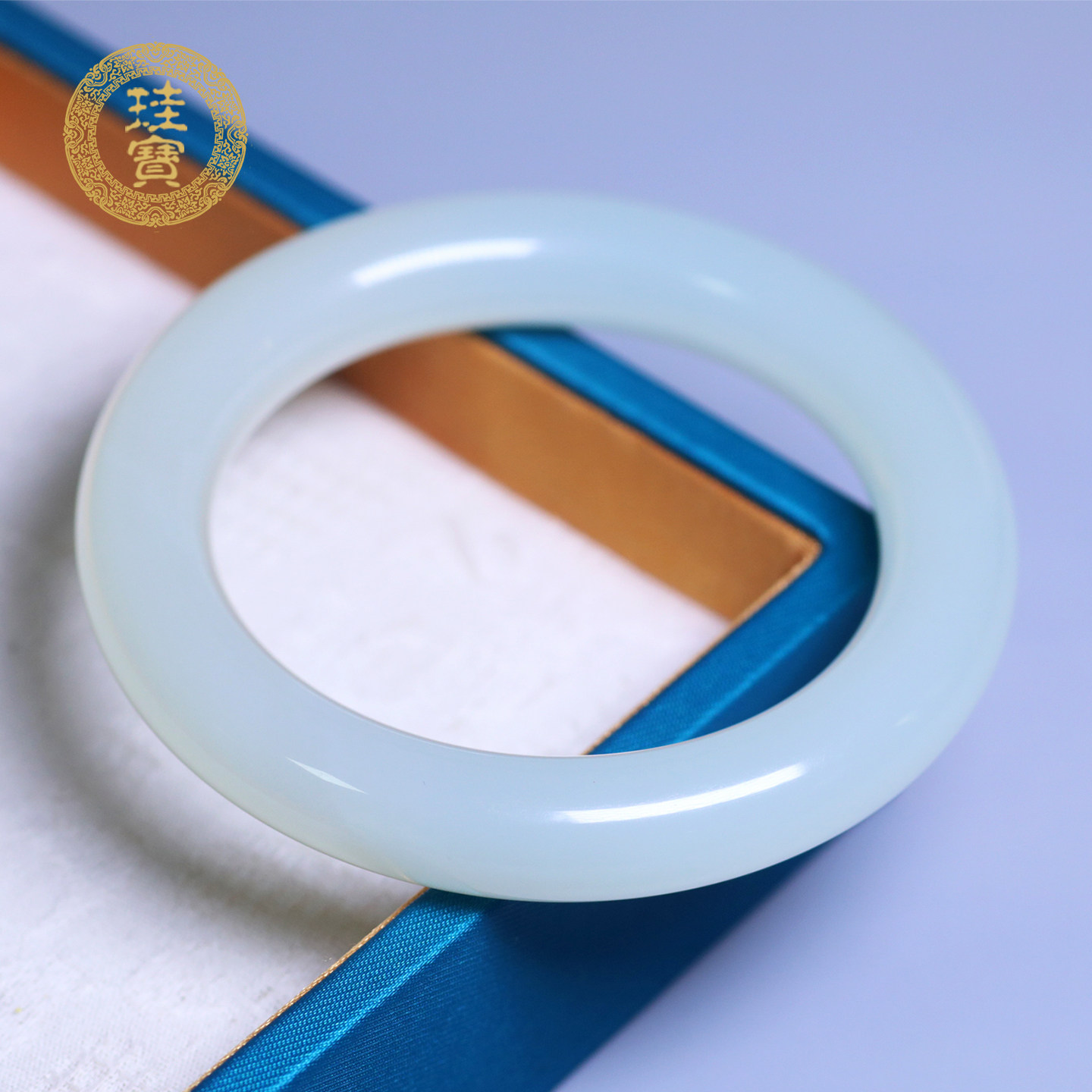珪宝和田玉白冰晴水圆条手镯57mm