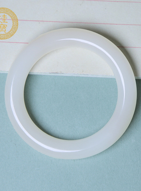 珪宝和田玉藕粉色胖圆条手镯女士天然玉镯子内径59.7mm带证书2710