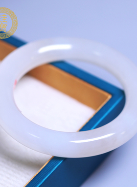 珪宝和田玉藕粉胖圆条手镯54.4mm