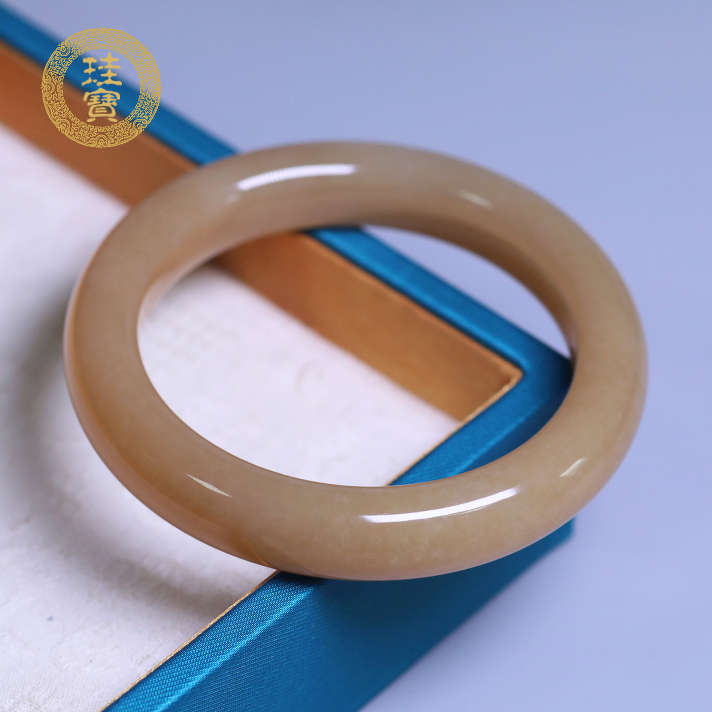 珪宝和田玉糖玉宽条手镯女55.6mm