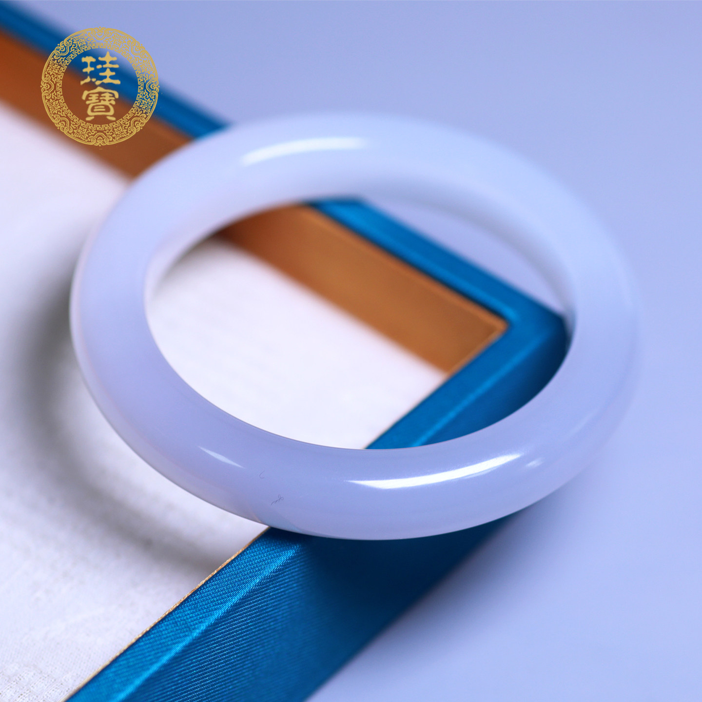 珪宝和田玉烟紫宽条手镯女58.8mm