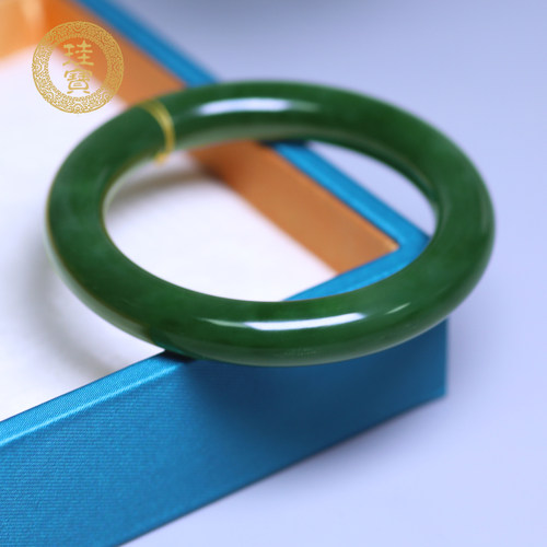 珪宝和田玉碧玉菠菜绿手镯56.2mm