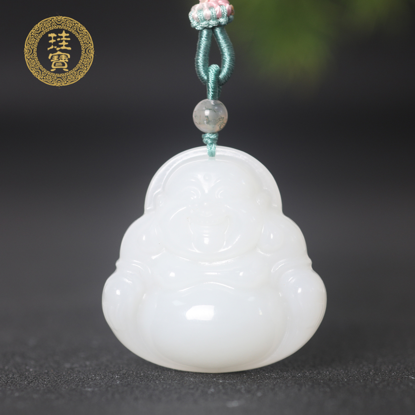 珪宝和田玉羊脂玉弥勒佛吊坠女款大肚佛挂件天然玉石玉项链带证书