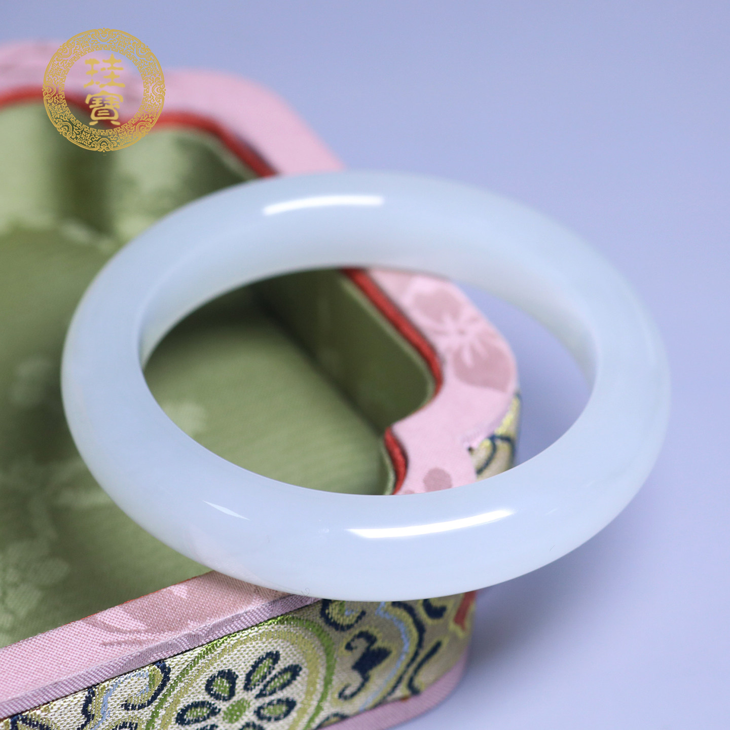 珪宝和田玉白玉宽条手镯女56.3mm