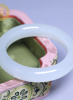 珪宝和田玉羊脂玉宽条手镯56.3mm