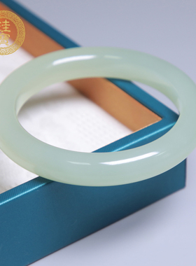 珪宝59.7mm高冰晴水宽条和田玉手镯女款玉镯子天然玉石带证书361A