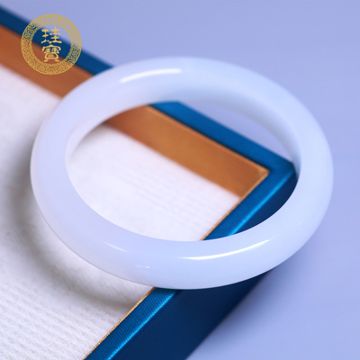 珪宝和田玉羊脂玉宽条手镯女60mm