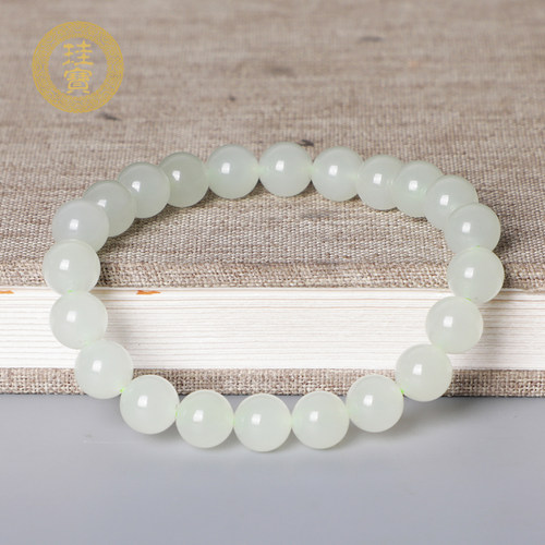 老坑料高冰圆珠手链 8mm 一物一证 支持复检