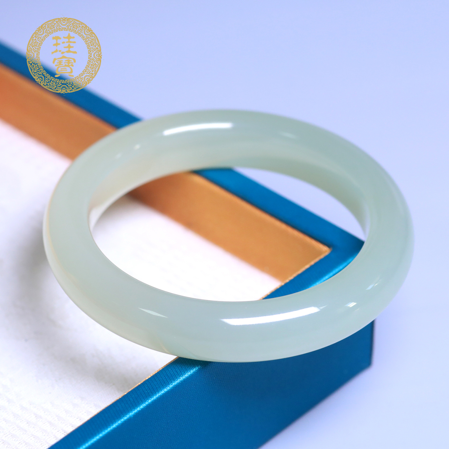 珪宝和田玉高冰晴水手镯54.6mm女