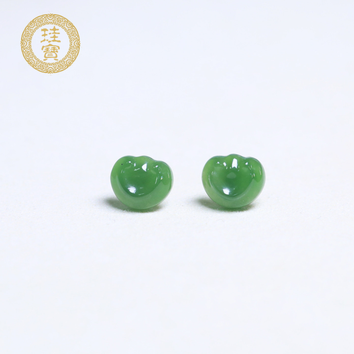 珪宝和田玉碧玉心形18K金镶耳钉苹果绿耳饰少女款天然玉石带证书,珠宝/钻石/翡翠,耳饰,淘宝优惠券,粉丝福利购,淘宝优惠卷