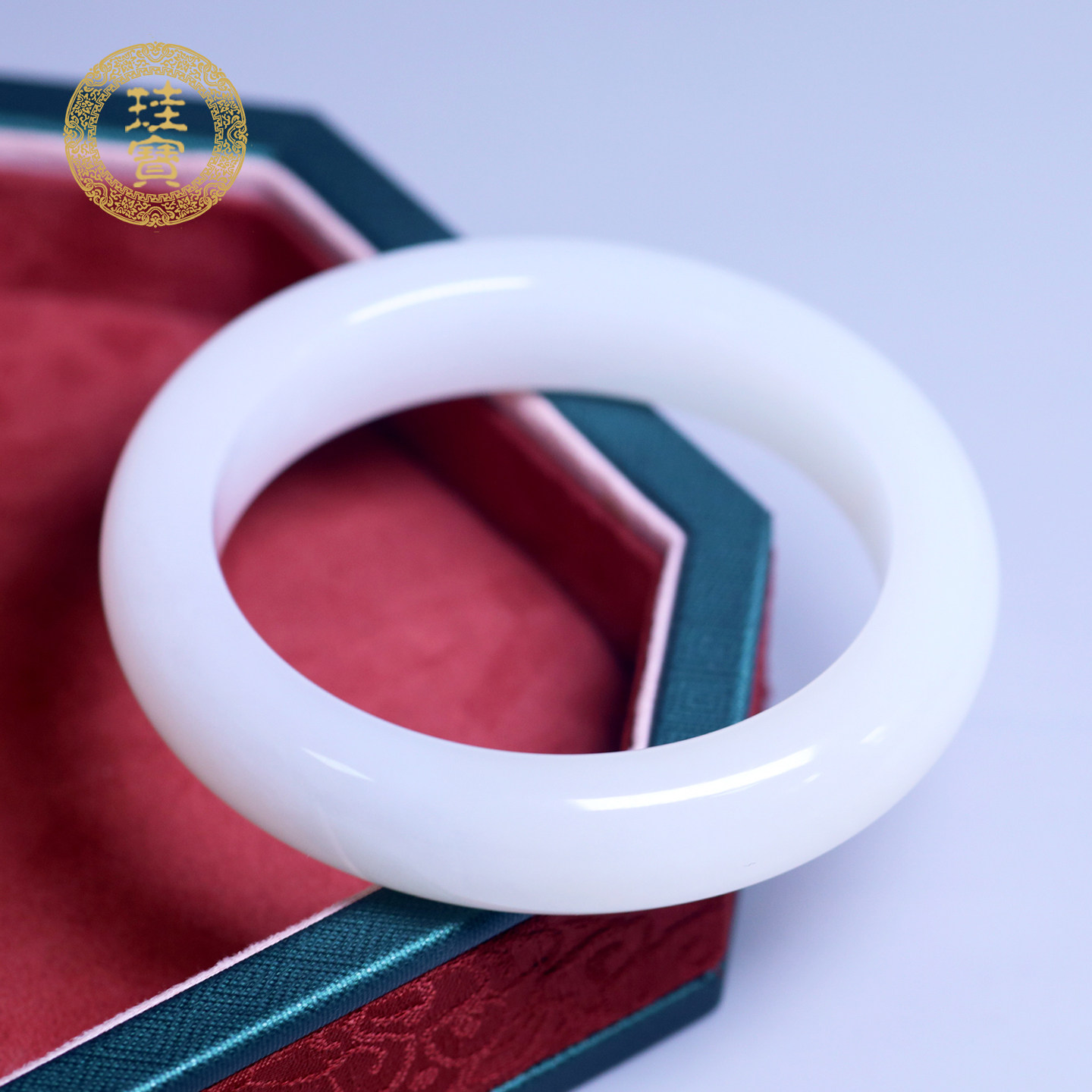 珪宝和田玉羊脂玉宽版手镯59.5mm