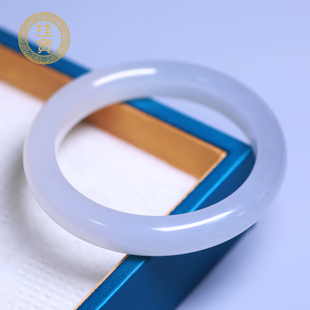 珪宝55.8mm和田玉冰底浅烟紫宽条手镯女款玉镯子天然玉石礼物C426