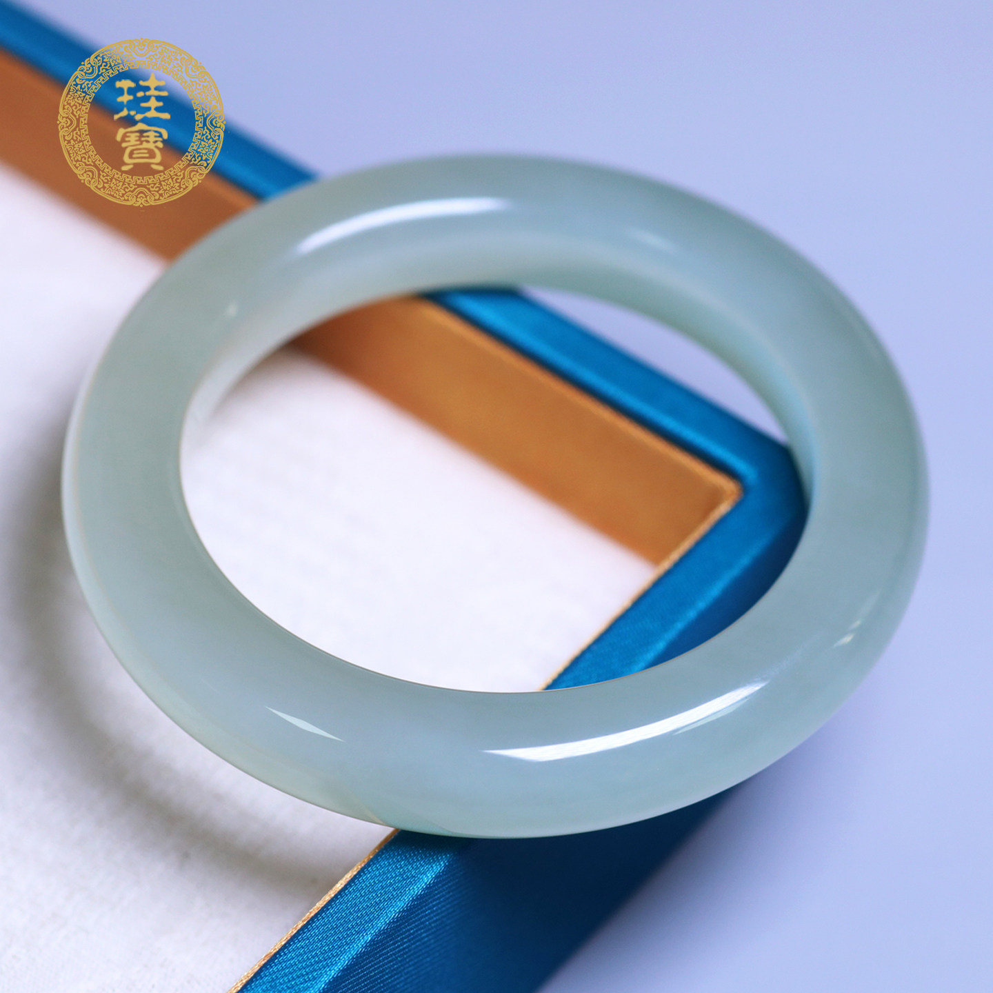 珪宝和田玉高冰晴水宽条手镯54mm