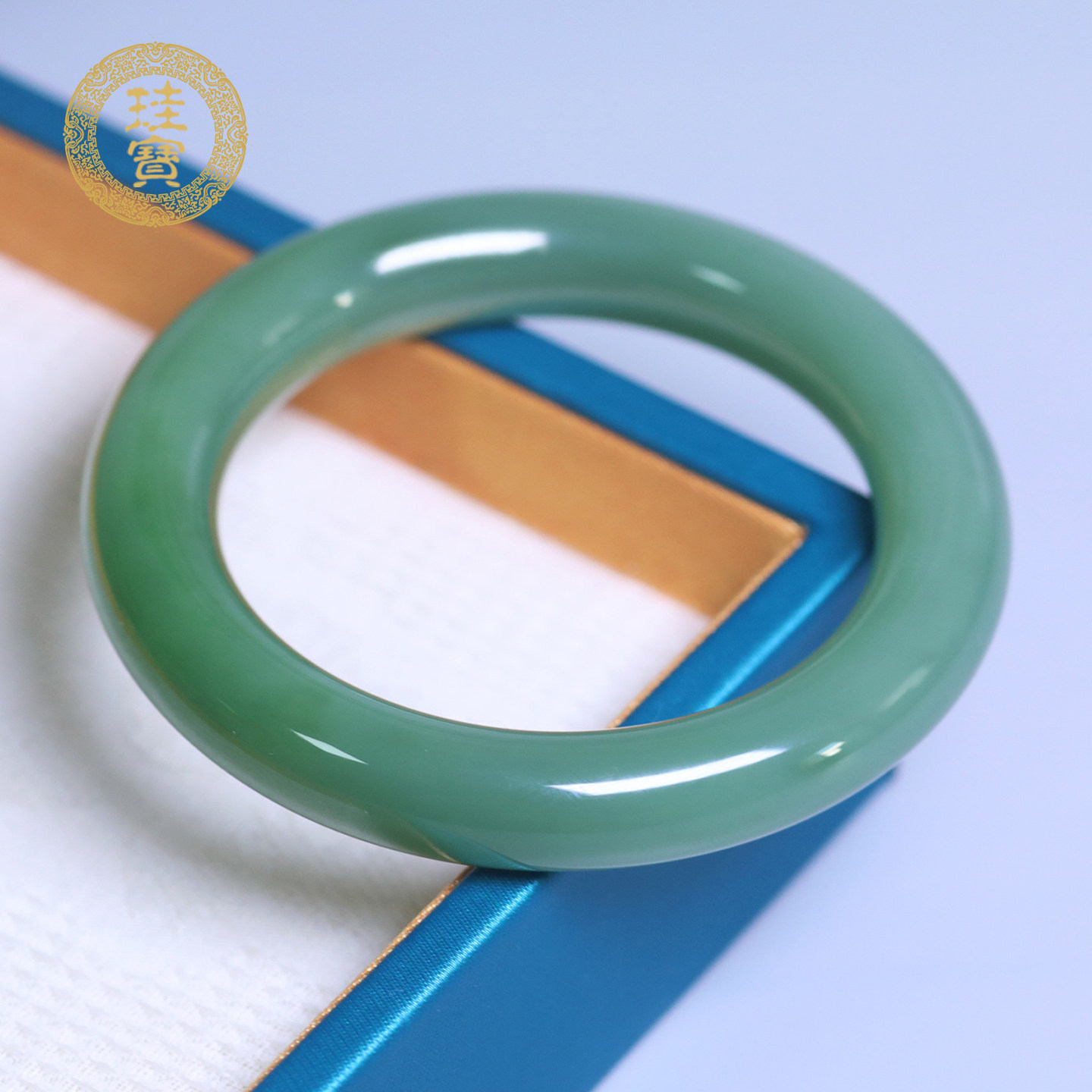 珪宝54mm和田玉碧玉粉青圆条手镯女款美人条玉镯子天然玉石带证书,珠宝/钻石/翡翠,手饰,淘宝优惠券,粉丝福利购,淘宝优惠卷