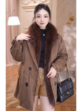 【泡芙粉丝专享】派客服女翻毛领一衣3穿冬季新款毛毛外套大衣