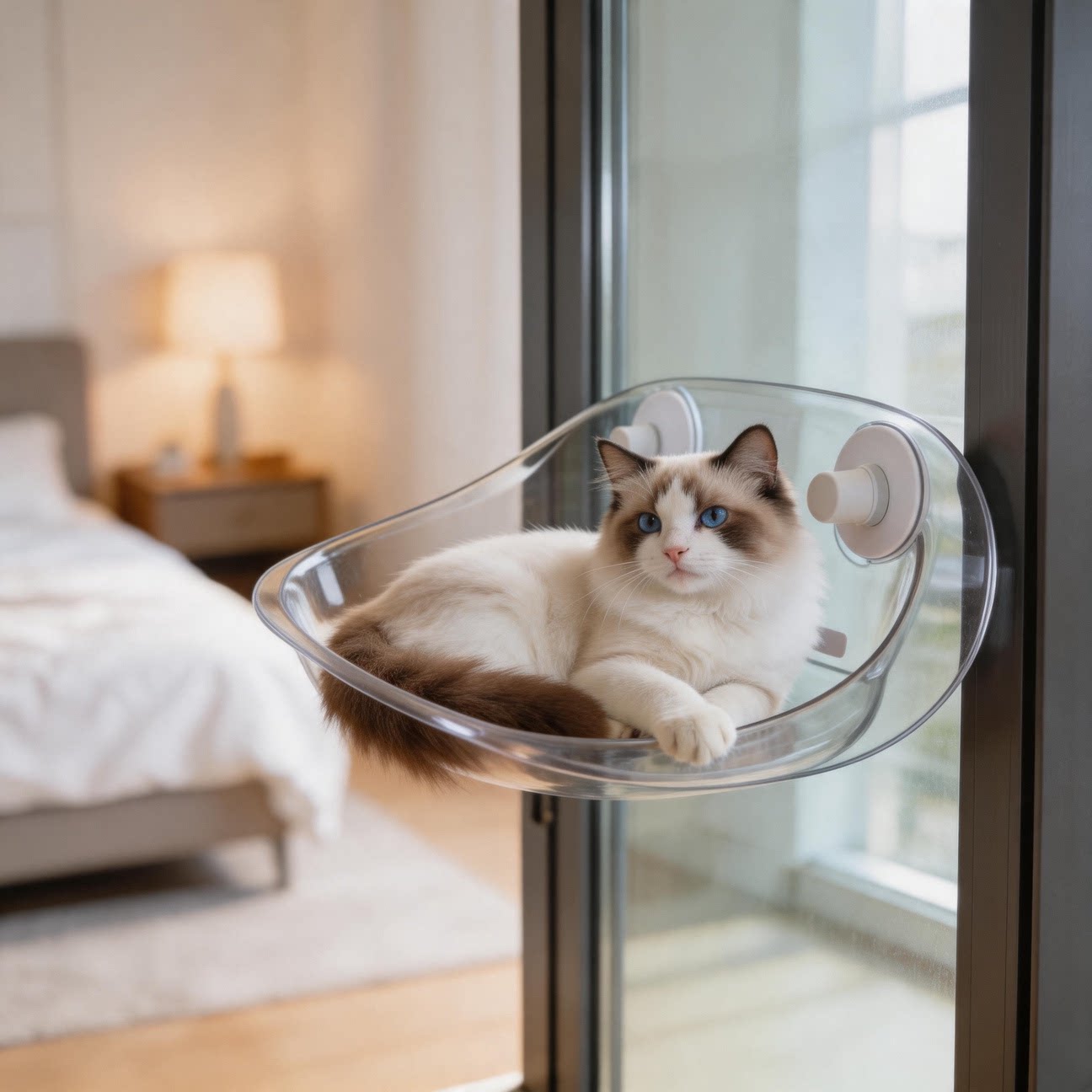 网红猫吊床猫床晒太阳吸盘挂窗图片