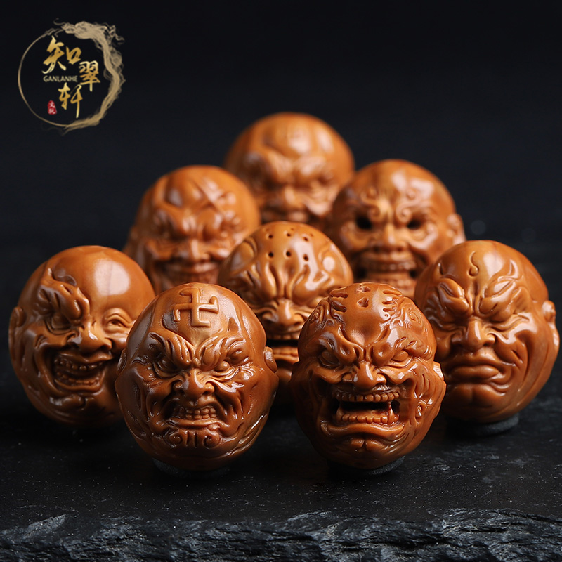 橄榄核手串恶僧舟山核雕短园老铁核纯手工雕刻橄榄胡恶僧佛爷手链