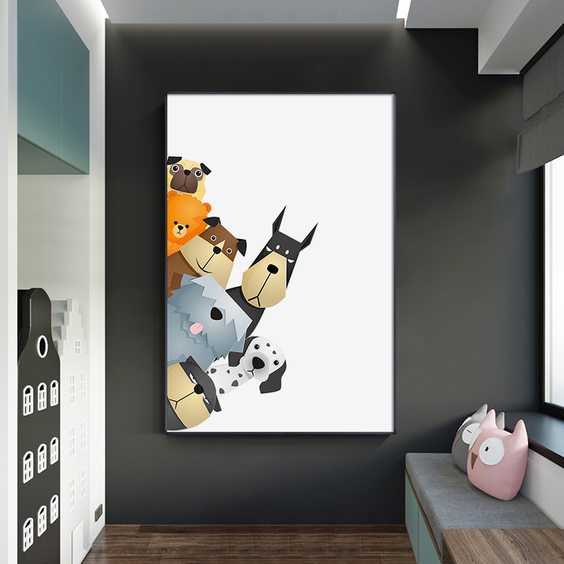 北欧卡通装饰画有趣儿童房创意挂画幼儿园墙面动物壁画客厅玄关画图片