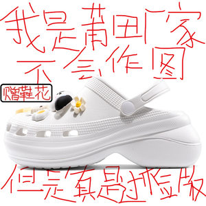 小鲸鱼厚底洞洞鞋女款2024新款夏季外穿增高配饰防滑防臭包头凉拖