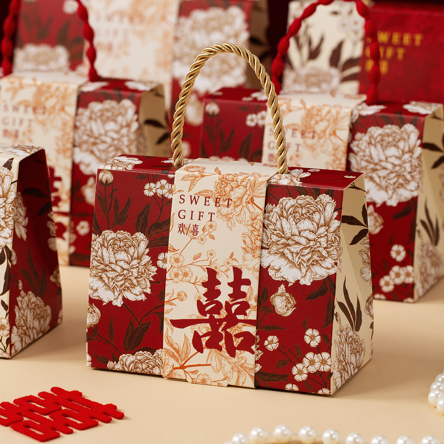 结婚喜糖盒2026新款喜糖盒子高价婚礼装糖果礼盒订婚喜糖袋子空盒